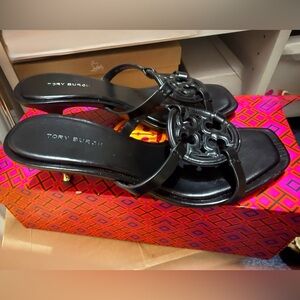 Tory Burch Geo Bombé Miller Low Heel Sandals | Black | Size 6 | Excellent